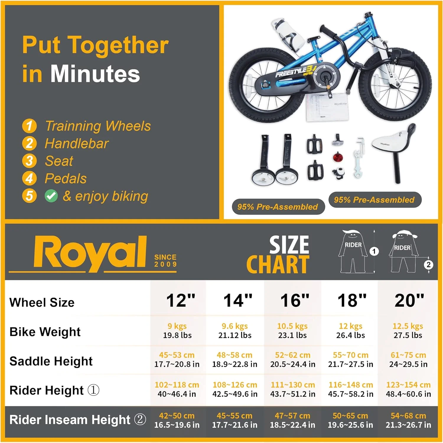 Royalbaby Kids Bike Boys Girls Freestyle BMX Bicycle