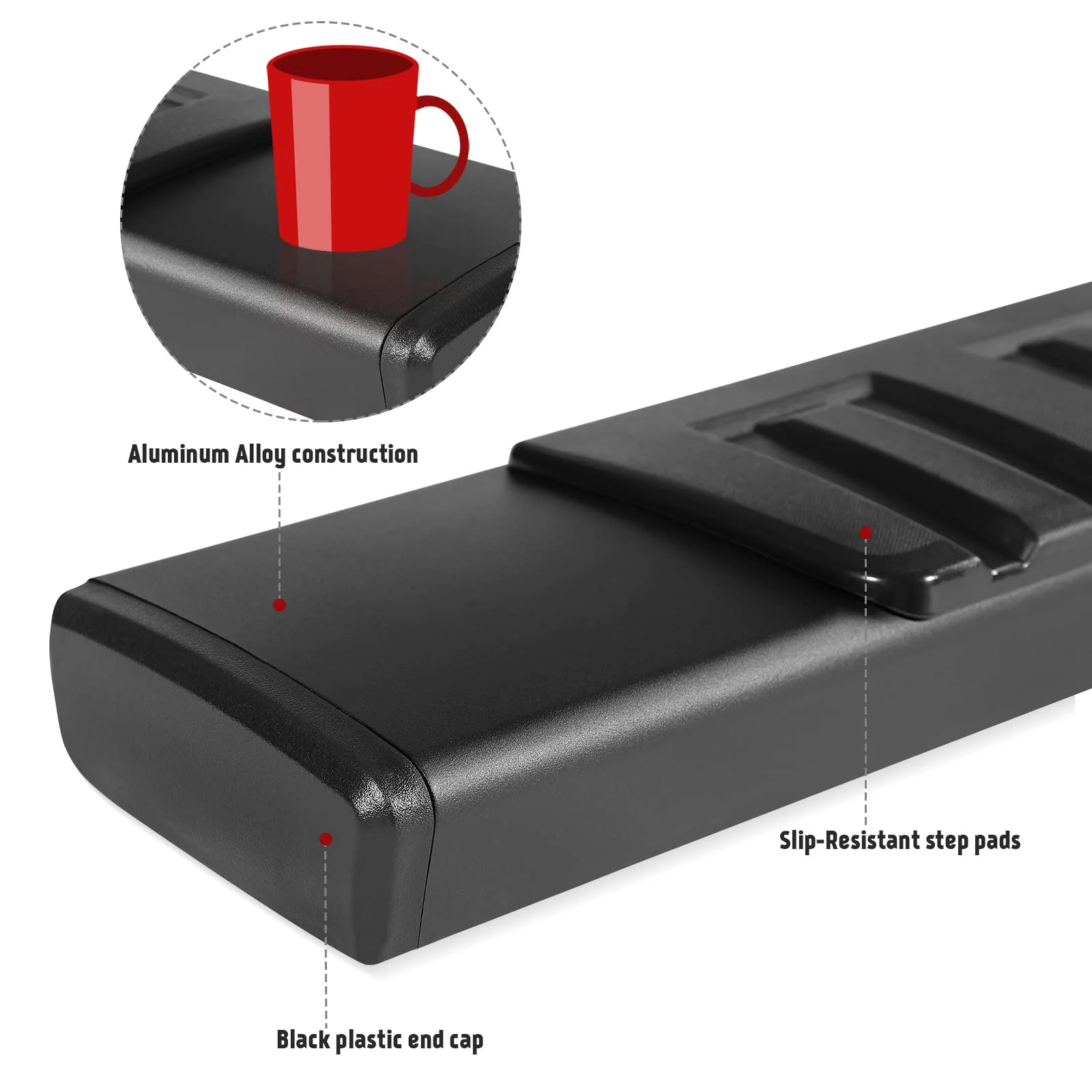 PZ 6 Running Boards. Black Aluminum Alloy Side Steps Nerf Bars