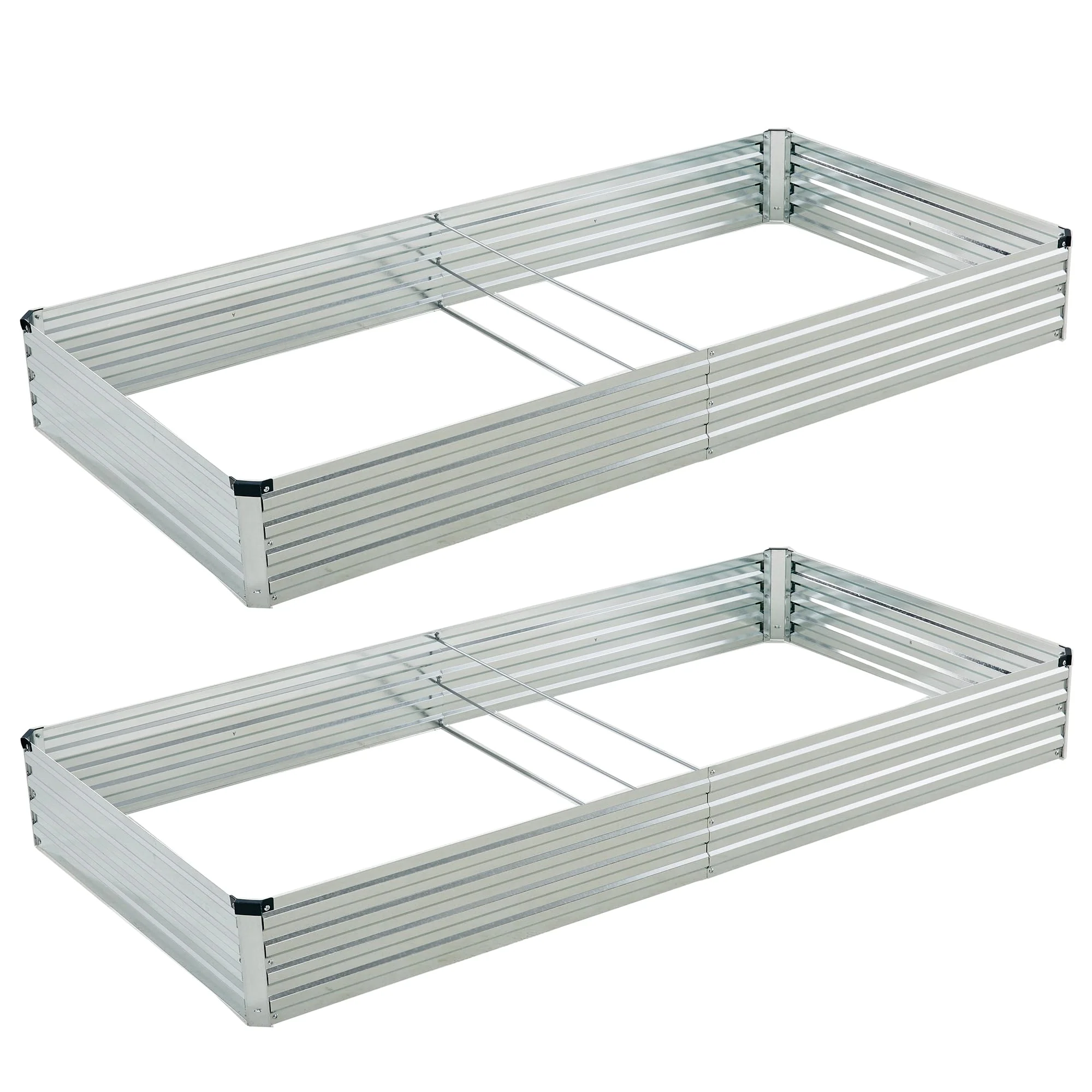 Foxlang 2 Pack 8x4x1ft Galvanized Raised Garden Bed