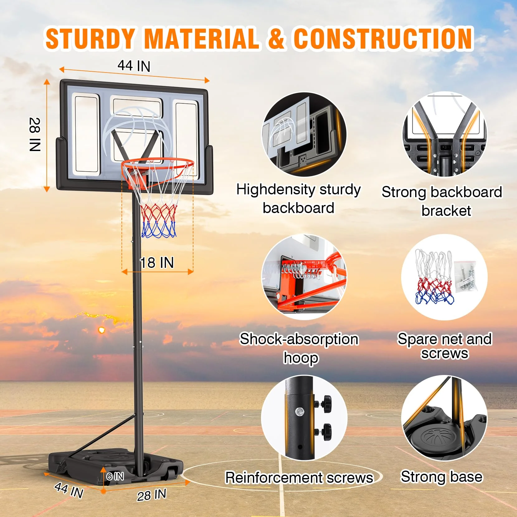 Yohood Basketball Hoop Outdoor 10ft Adjustable