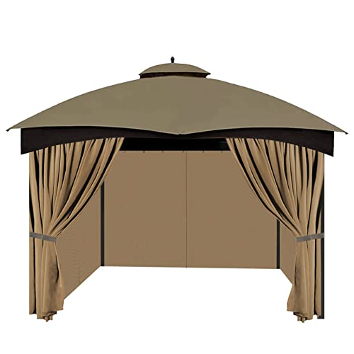 10'x10' Gazebo Curtains Outdoor Waterproof. Universal Replacement Curtain 4-Panels. Sidewalls with Zipper for Garden. Patio. Yard