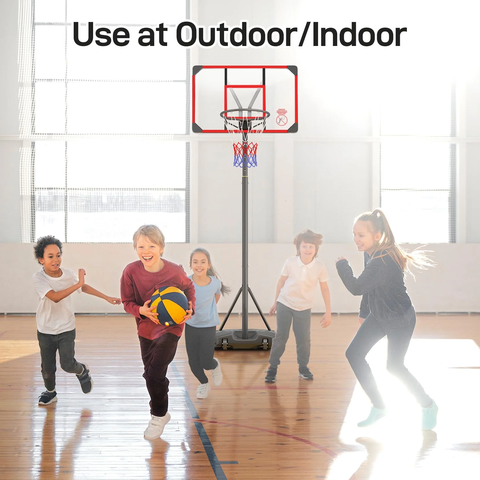 Yohood Kids Basketball Hoop Outdoor 4.82-8.53ft Adjustable