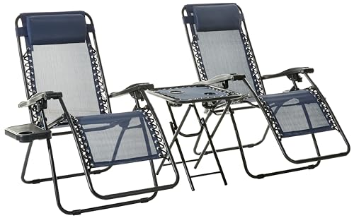 Outdoor Adjustable Zero Gravity Folding Reclining Lounge Chair Set
