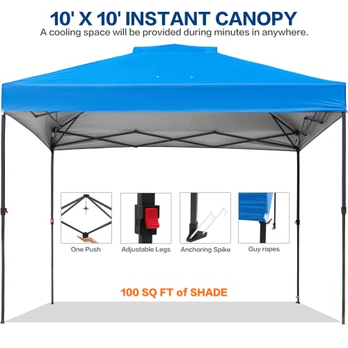 10x10ft 1-Person Easy Setup Pop Up Canopy Tent with Vented Roof