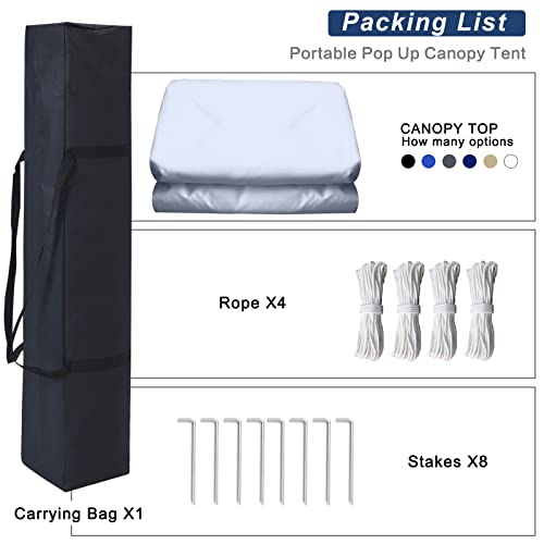 10x10 Pop-up Canopy Tent Outdoor Beach Canopy with 4 Foot Pockets(White)
