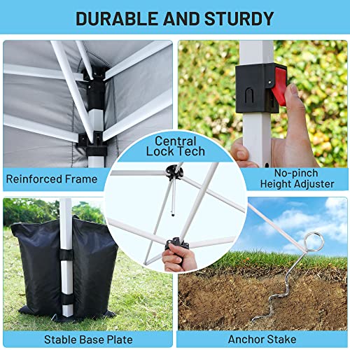Pro 10x10 Pop Up Canopy Tent. Easy Setup Outdoor Instant Shelter for Patio