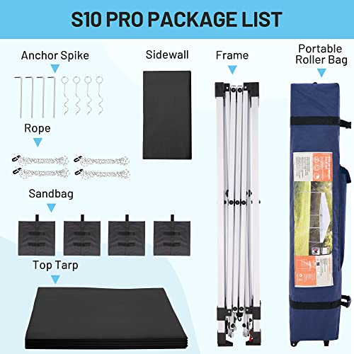 Pro 10x10 Pop Up Canopy Tent. Easy Setup Outdoor Instant Shelter for Patio