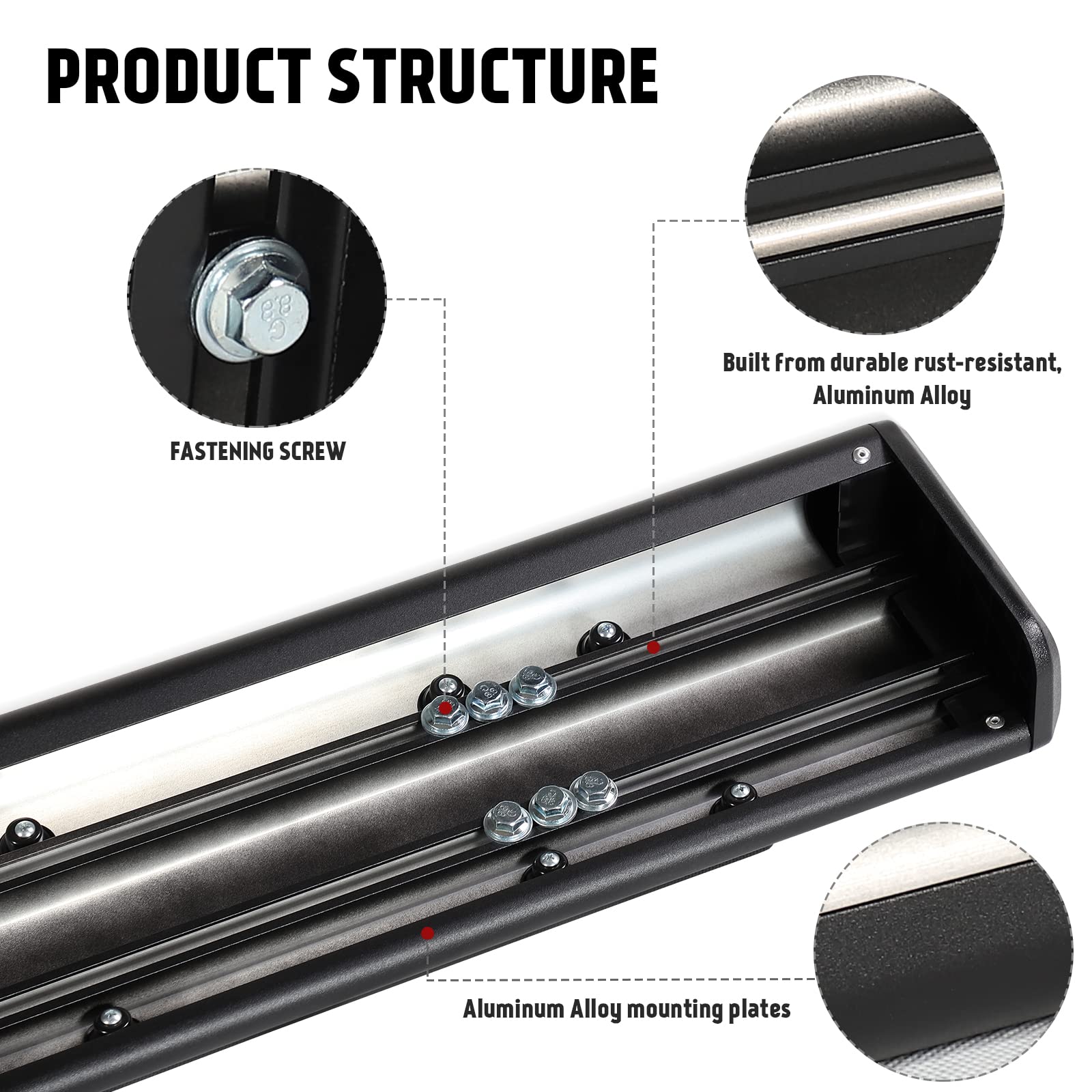 PZ 6 Running Boards. Black Aluminum Alloy Side Steps Nerf Bars