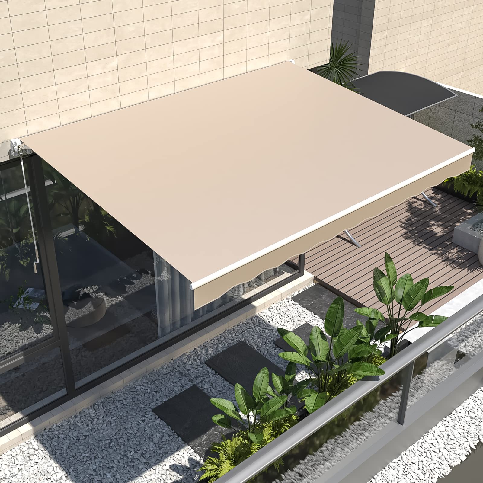 AECOJOY 10'��8' Manual Retractable Awning Sun Shade Patio Awning Cover
