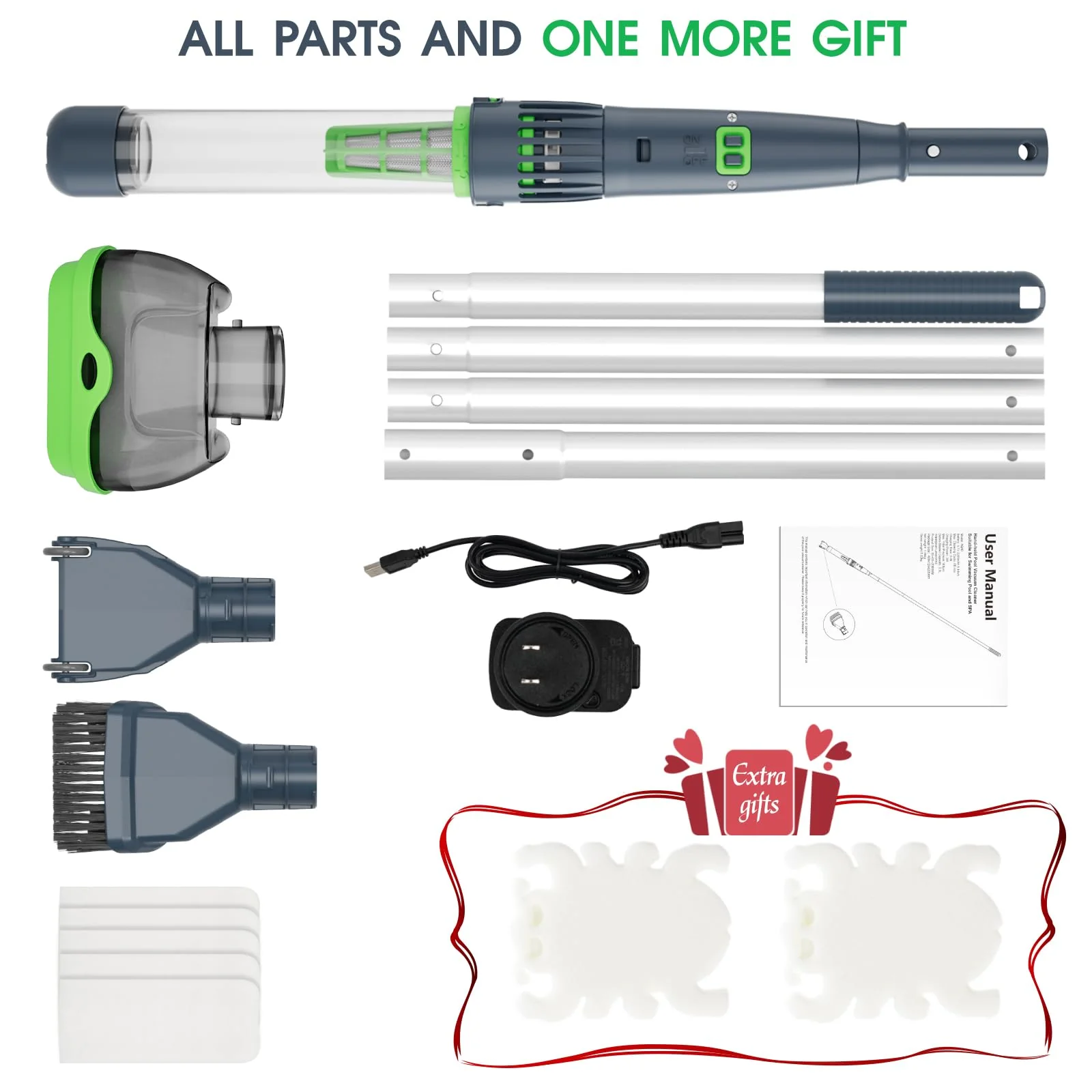 AQUAFYSH 2 in 1 Rechargeable Spa Hot Tub Vacuum Cleaner
