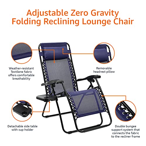 Outdoor Adjustable Zero Gravity Folding Reclining Lounge Chair Set