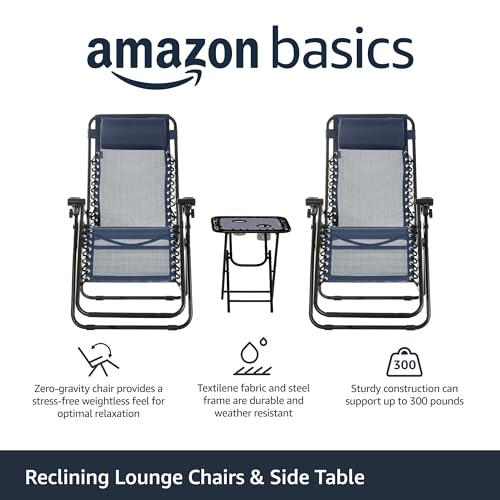 Outdoor Adjustable Zero Gravity Folding Reclining Lounge Chair Set