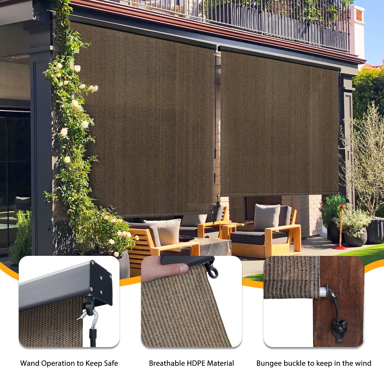 Artpuch Outdoor Roller Shade 8' W x 8' H