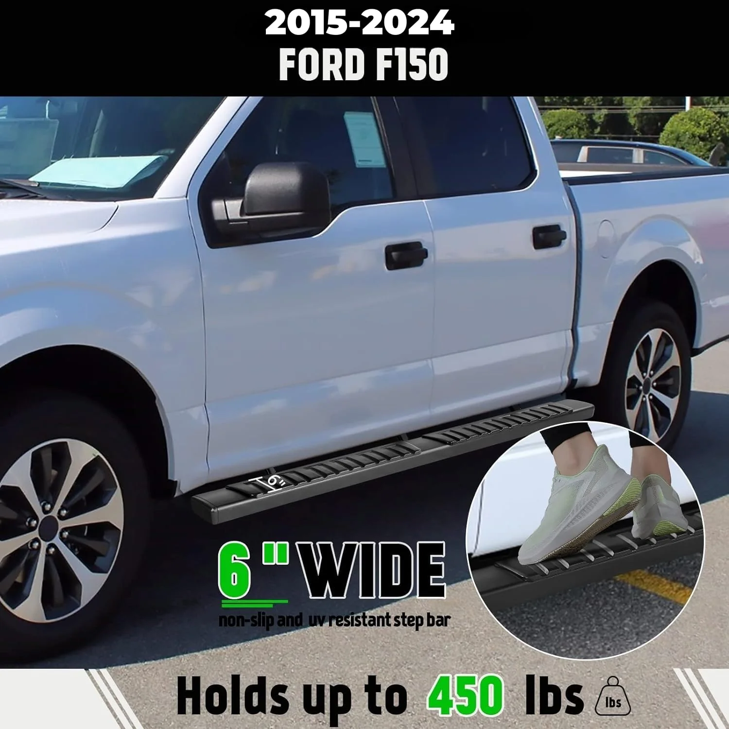 PZ 6 Running Boards. Black Aluminum Alloy Side Steps Nerf Bars