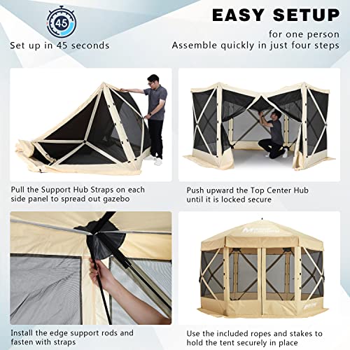 6x6 Portable Screen House Room Pop up Gazebo Outdoor Camping Tent with Carry Bag (6x6.Beige&Coffee)