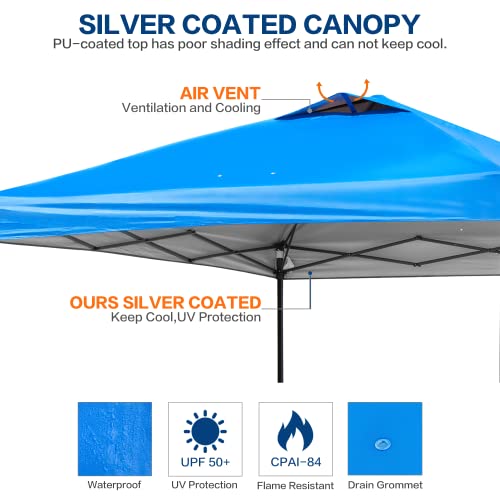 10x10ft 1-Person Easy Setup Pop Up Canopy Tent with Vented Roof