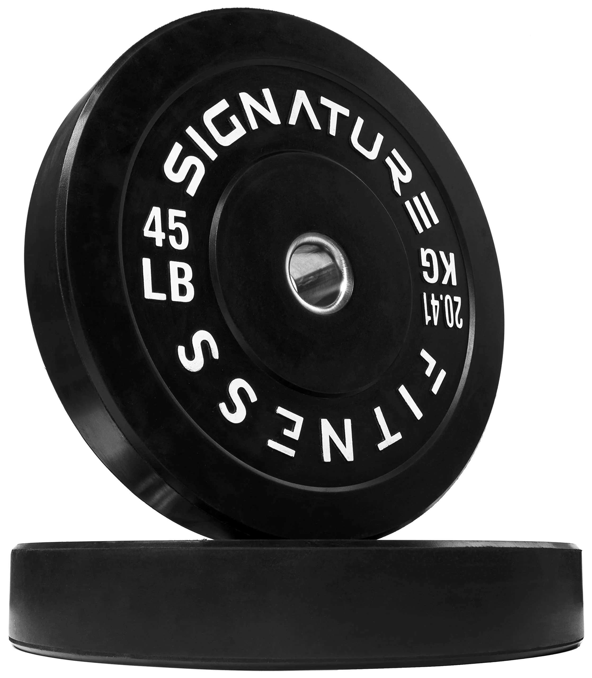 Signature Fitness 2 Olympic Bumper Plate Weight Plates with Steel Hub