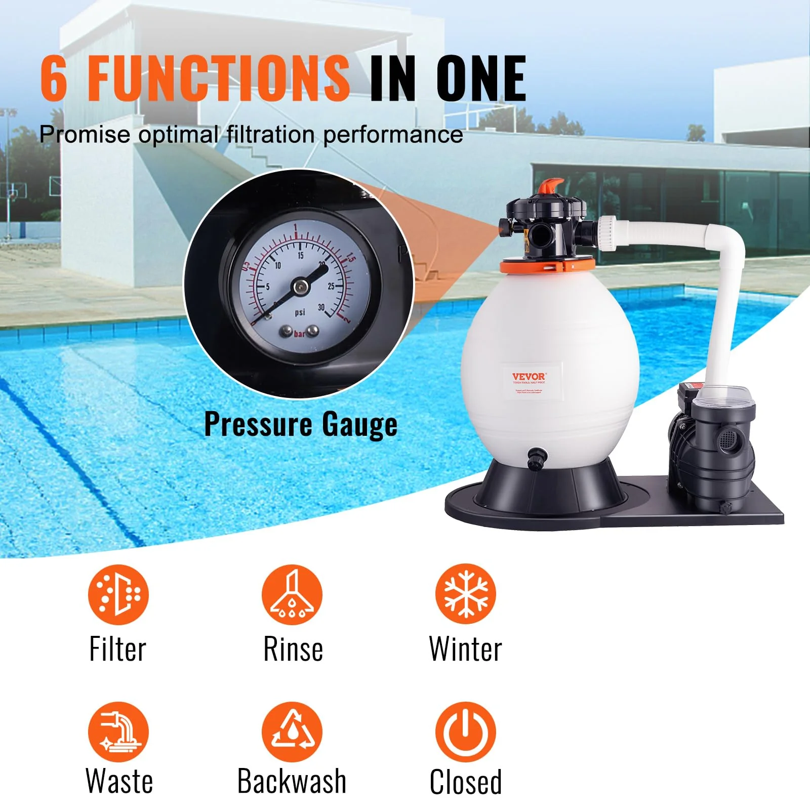 VEVOR 16 Swimming Pumps System & Filters Combo Set