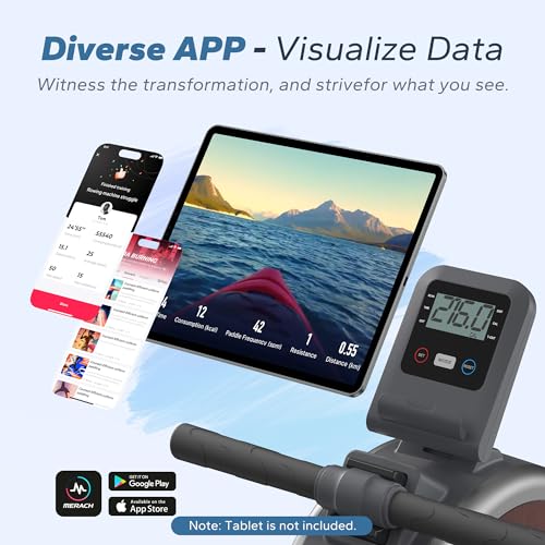 Merach Magnetic Rower Machine for Home with LCD Monitor