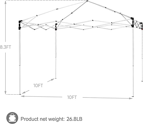 10x10 Pop Up Canopy Tent Portable Outdoor Canopy Tent for Parties Camping