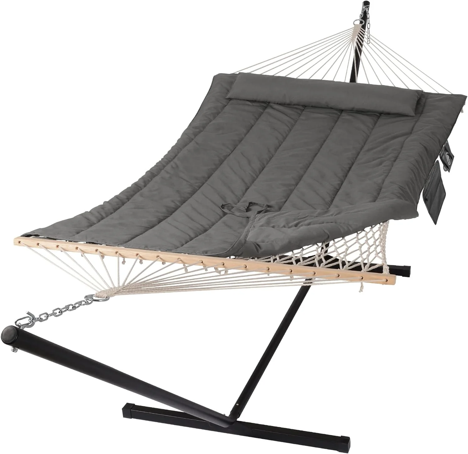 SUNCREAT Double Outdoor Hammock with Stand with Polyester Pad