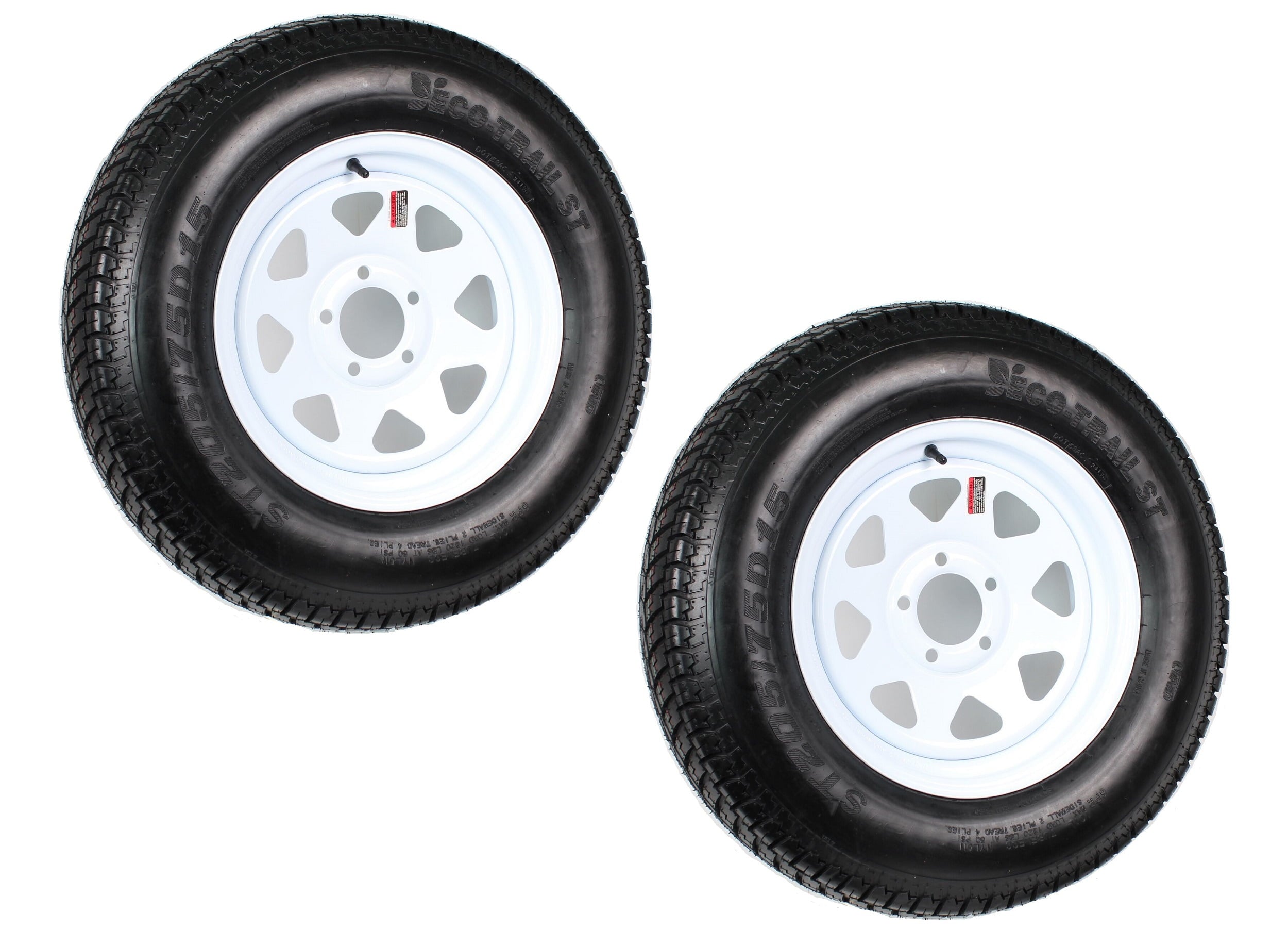 Trailer Tire On Rim ST205/75D15 205/75 D 15 in. LRC 5 Hole White Spoke