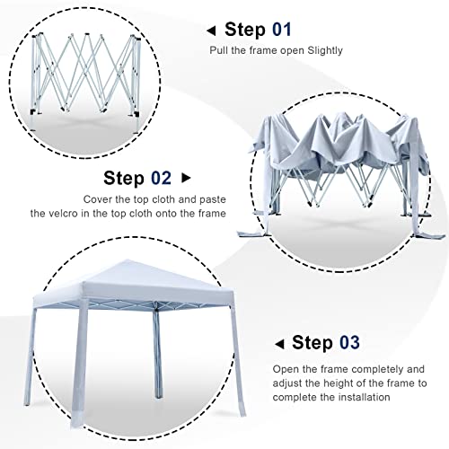 10x10 Pop-up Canopy Tent Outdoor Beach Canopy with 4 Foot Pockets(White)