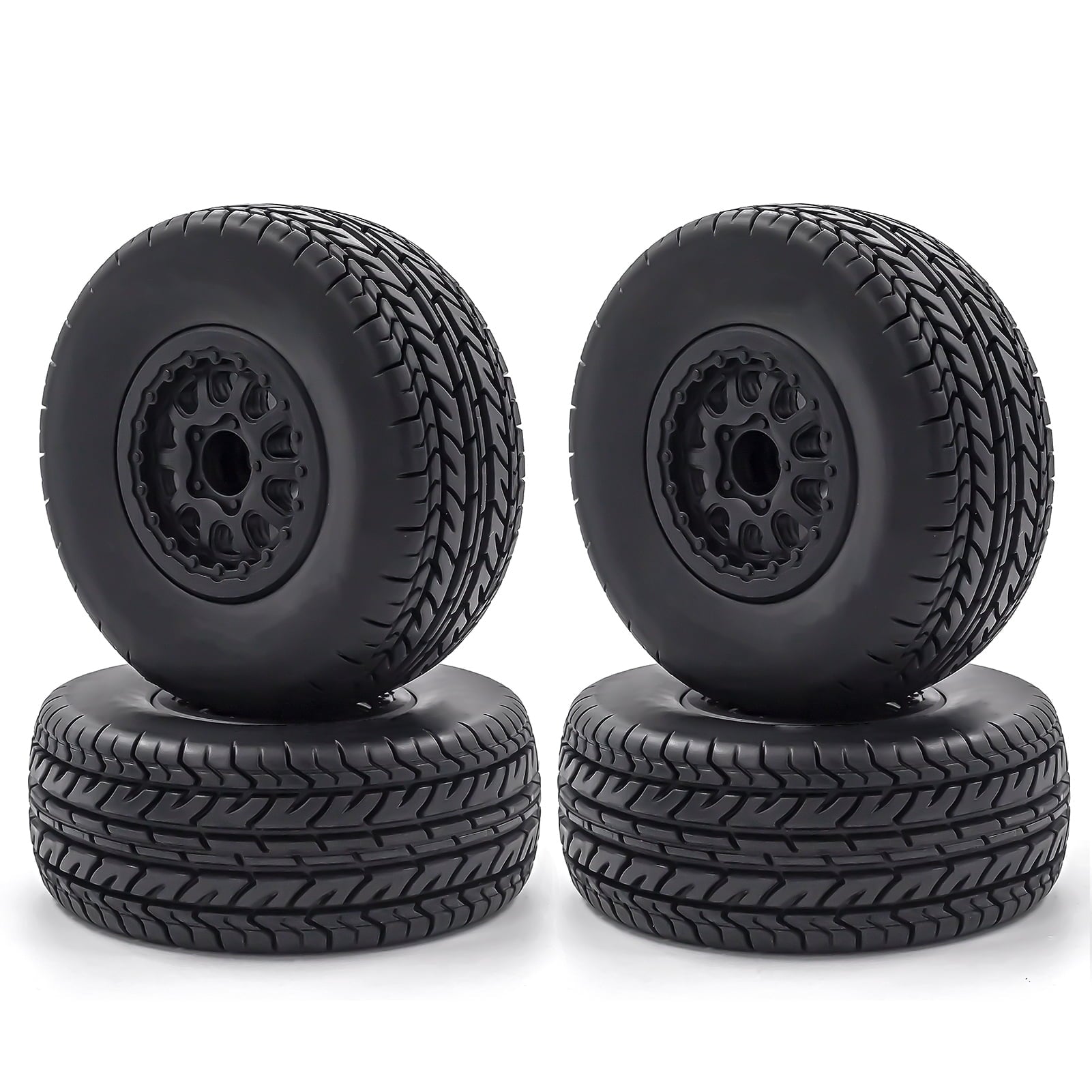 RC Crawler Rubber Tires RC Car Tires 4pcs 12mm Hex Replacement for 1/10 RC Short Course Truck