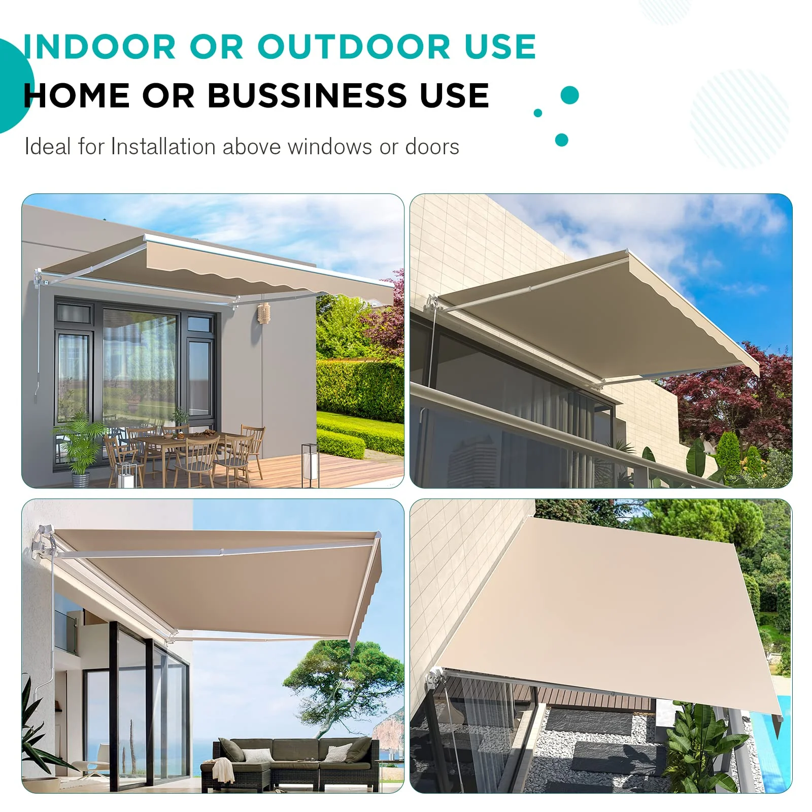 AECOJOY 10'��8' Manual Retractable Awning Sun Shade Patio Awning Cover