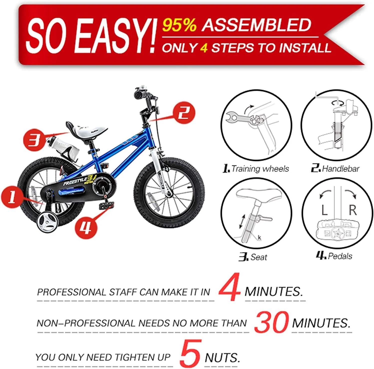 Royalbaby Kids Bike Boys Girls Freestyle BMX Bicycle