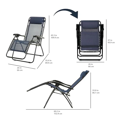 Outdoor Adjustable Zero Gravity Folding Reclining Lounge Chair Set