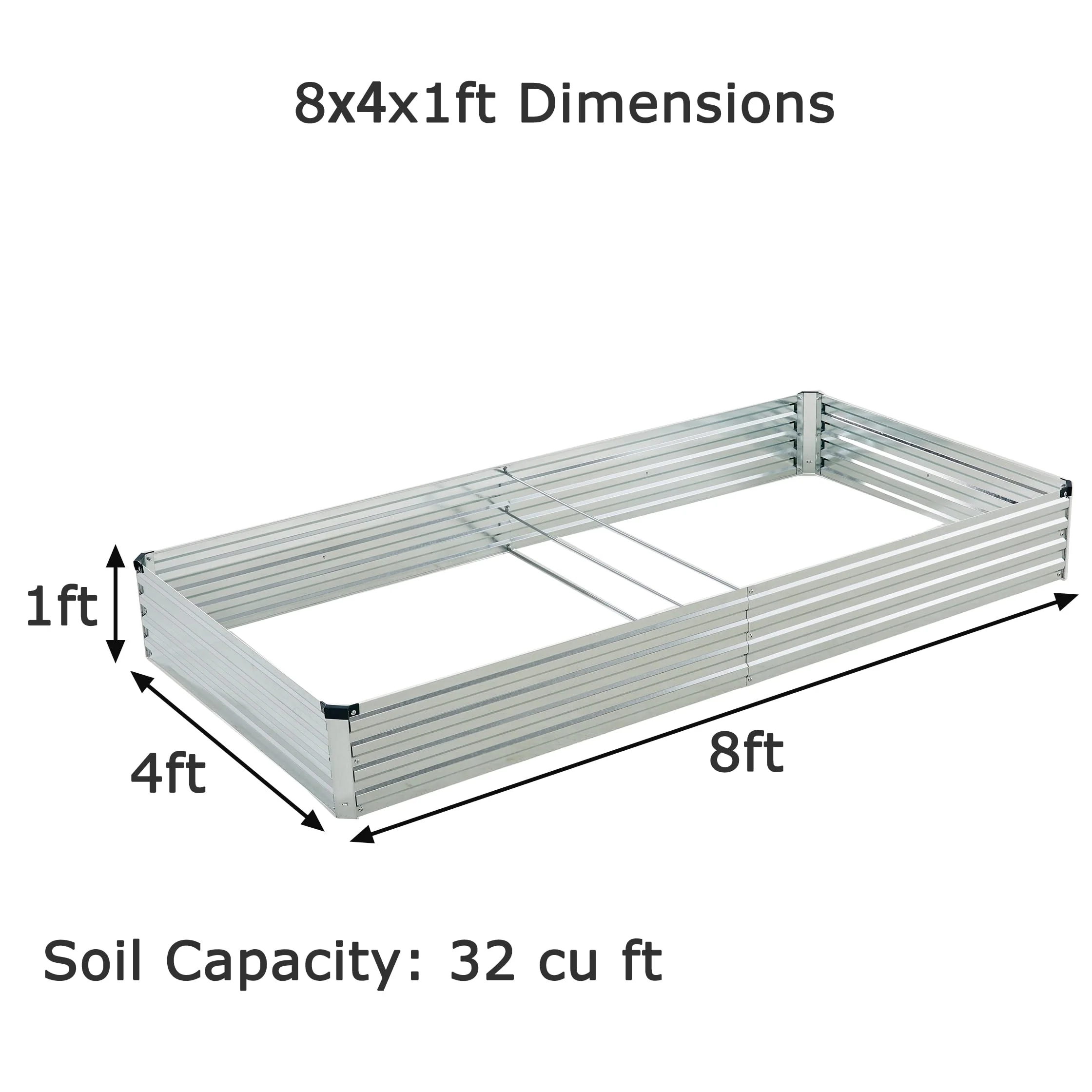 Foxlang 2 Pack 8x4x1ft Galvanized Raised Garden Bed