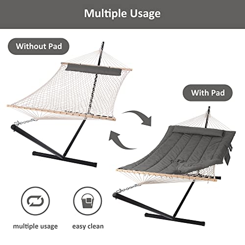 SUNCREAT Double Outdoor Hammock with Stand with Polyester Pad