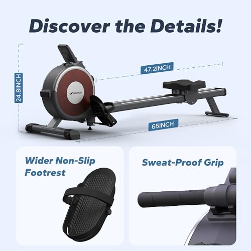 Merach Magnetic Rower Machine for Home with LCD Monitor