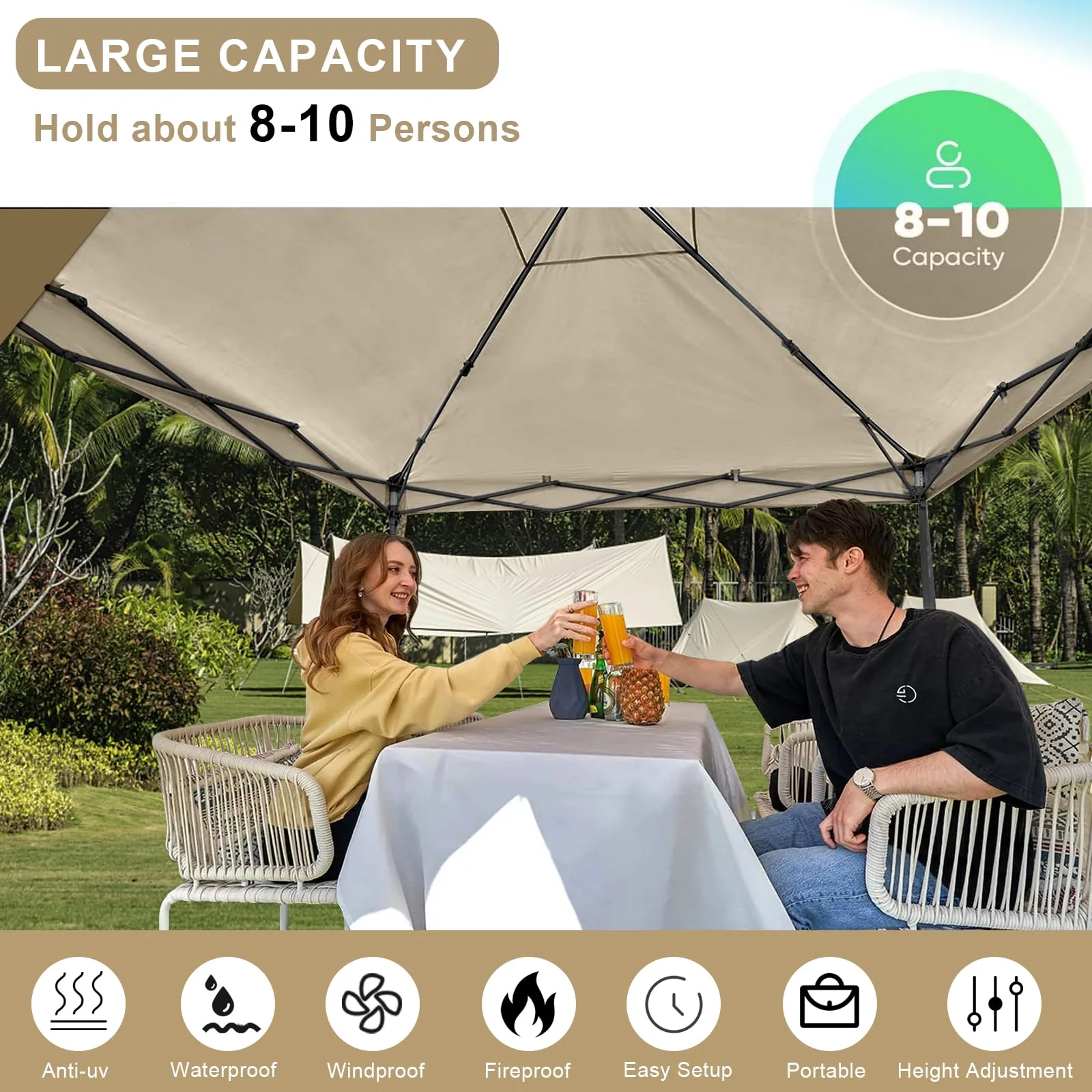 KAMPKEEPER 10x10 Pop Up Canopy Tent with Sidewalls